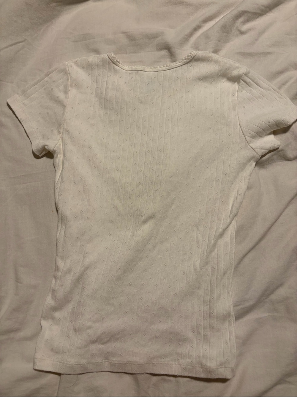 Brandy Melville White Short Sleeve Ribbed Tee - Picture 3 of 3